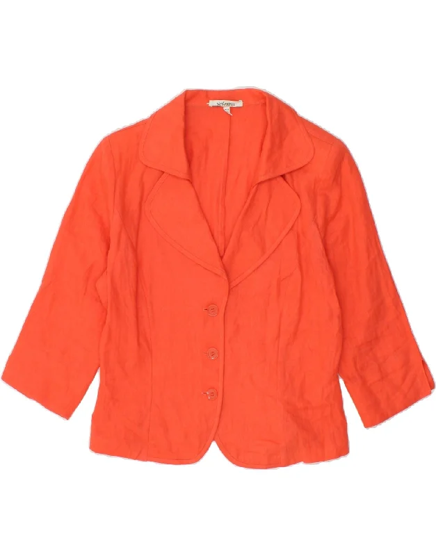 BlazercyberVINTAGE Womens 3 Button 3 Button Blazer Jacket UK 14 Medium  Orange Linen