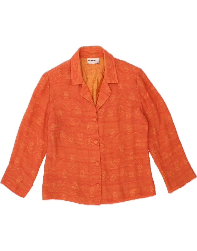 BlazermusicVINTAGE Womens 4 Button Blazer Jacket UK 10 Small Orange Polyamide