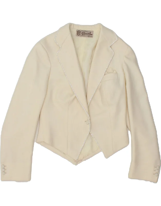 BlazerAIVINTAGE Womens Asymetric 1 Button Blazer Jacket UK 12 Medium Off White