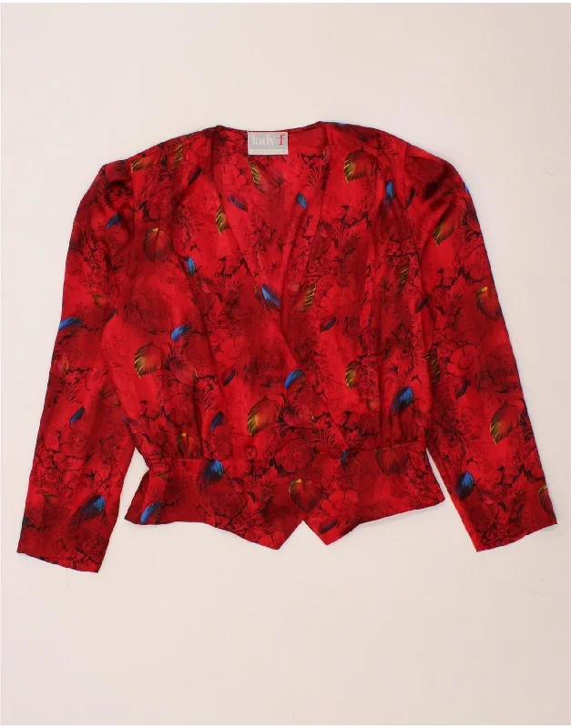 BlazerpassVINTAGE Womens Blazer Jacket IT 42 Medium Red Floral