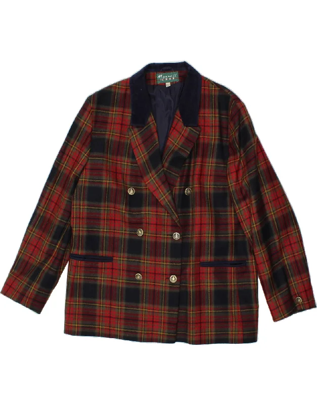 BlazercrazeVINTAGE Womens Double Breasted Blazer Jacket UK 22 3XL Red Check Wool