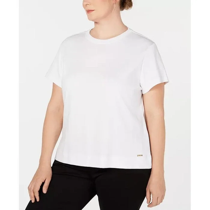 Streetwear T-ShirtsCalvin Klein Women's Plus Cotton T-Shirt White Size 1X