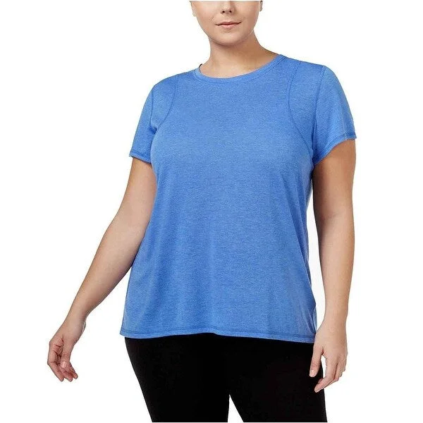 Silk T-ShirtsCalvin Klein Women's Plus Size Heathered Pleated Back T-Shirt Blue Size Extra Large - X-Large