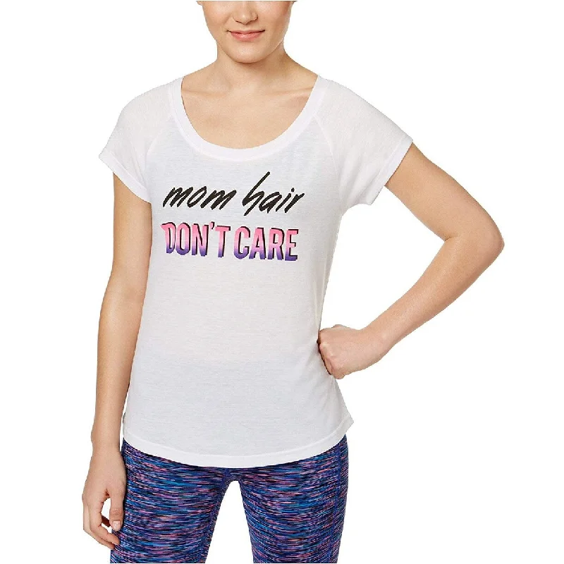 Sheer T-ShirtsIdeology Women's Mom Hair Don't Care Slogan Athletic Fitness T-Shirt Size 2 Extra Large - XX-Large