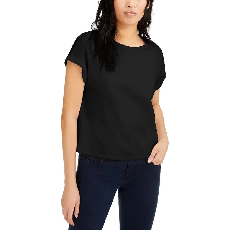 Camping T-ShirtsINC International Concepts Women's Boxy Crewneck T-Shirt Black Size XL - X-Large