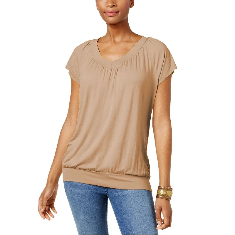 Lounge T-ShirtsJM Collection Women's Blouson T-Shirt Suede Size Extra Small - Beige - X-Small