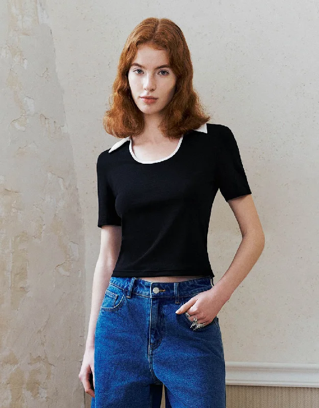 Quick-Dry T-ShirtsLapel Skinny Knitted T-Shirt