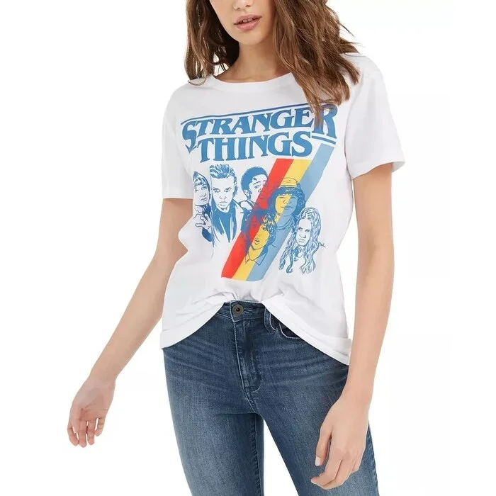 Printed T-ShirtsLove Tribe Junior's Stranger Things Graphic T-Shirt White Size Medium