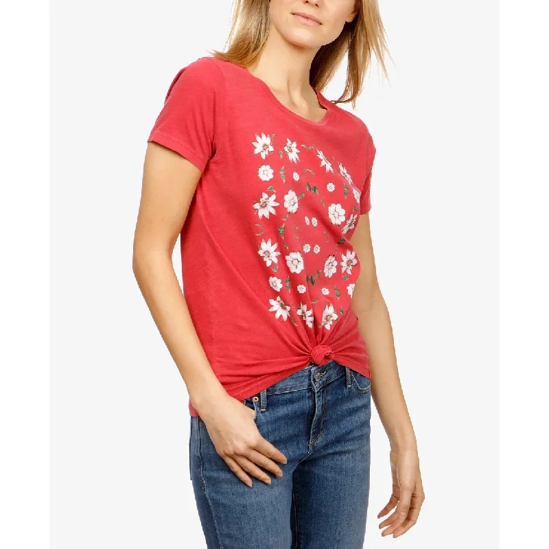 Cycling T-ShirtsLucky Brand Women's Floral T-Shirt Red Size Small