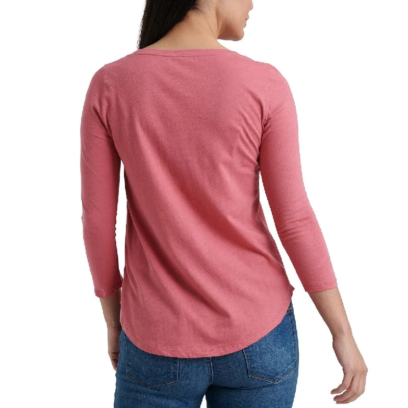 Button-Up T-ShirtsLucky Brand Women's Lotus Long Sleeve T-Shirt Pink Size X-Small