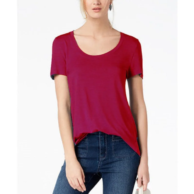 Minimalist T-ShirtsMaison Jules Women's Scoop-Neck T-Shirt Red Size Extra Small - X-Small