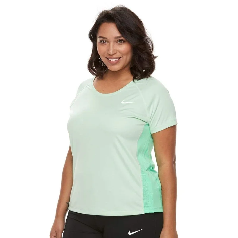 High-Fashion T-ShirtsNike Women's Plus Size Dry Miler Short Sleeve Running T-Shirt Fresh Mint Size Extra Large - Green - X-Large