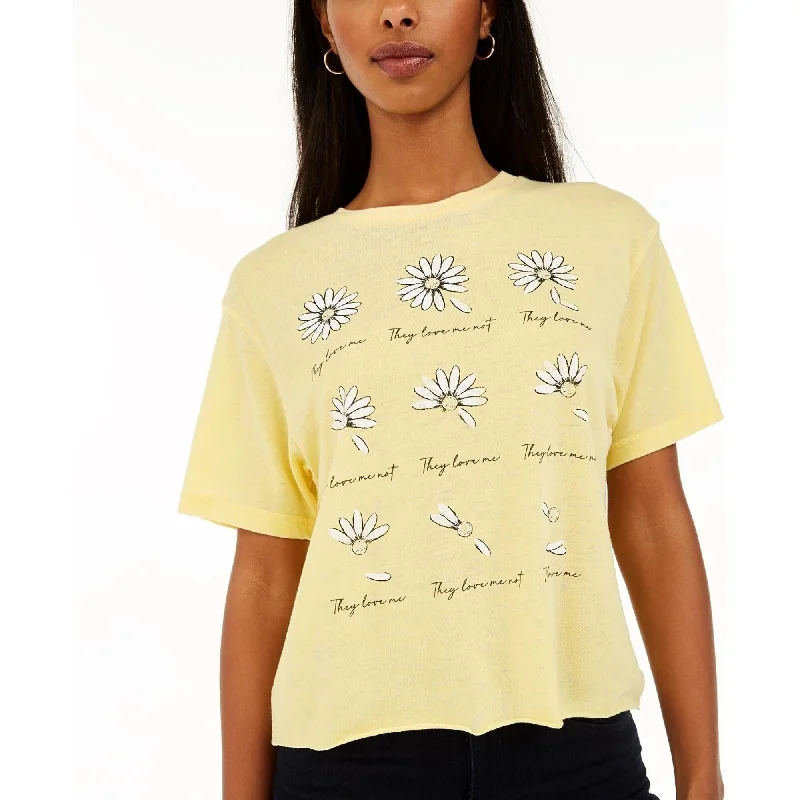 Hip-Hop T-ShirtsRebellious One Junior's Daisy Cropped Graphic T-Shirt Yellow Size Large