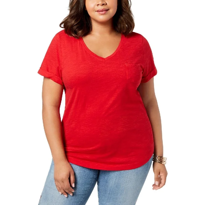 Collaborative T-ShirtsStyle & Co Women's Plus Size V-Neck T-Shirt Red Size 2X