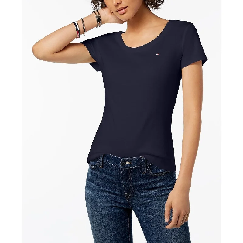 Work T-ShirtsTommy Hilfiger Women's Cotton Scoop Neck T-Shirt Navy Size Large