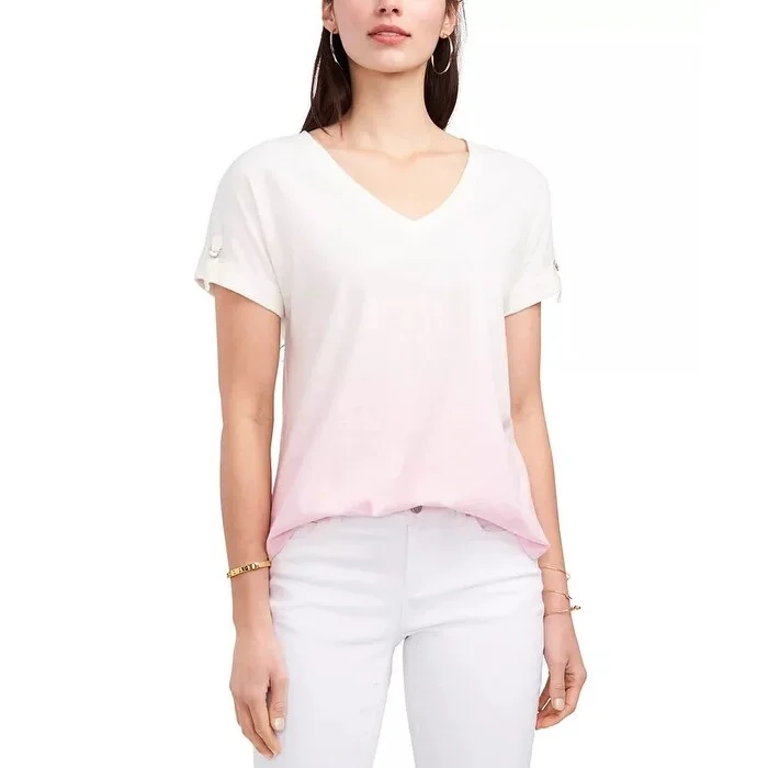 Pocket T-ShirtsVince Camuto Women's Ombre Dip Dye T-Shirt Pink Size X-Large