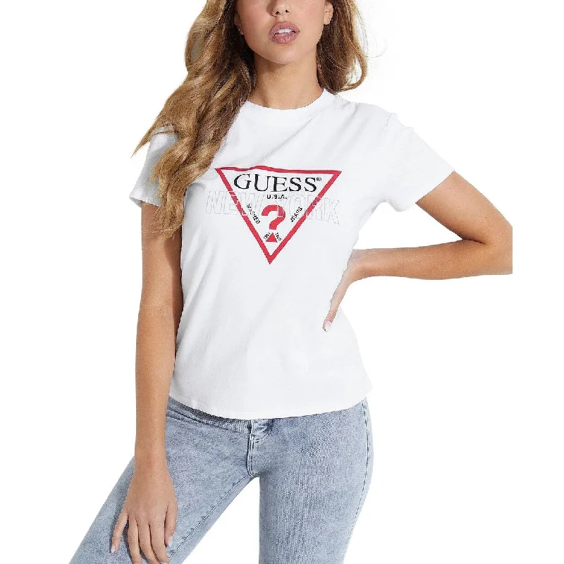 Button-Up T-ShirtsGuess Women's Ny Classic Cotton Logo T-Shirt White Size Small