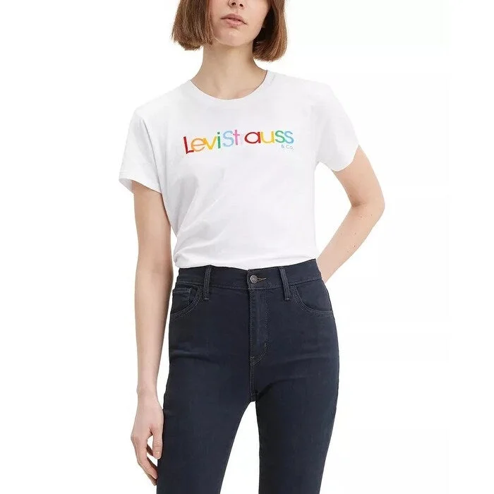 Longline T-ShirtsLevi's Women's Perfect Cotton Logo T-Shirt White Size X-Small