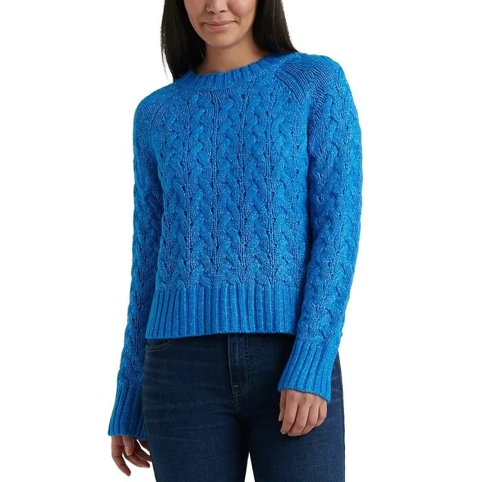 Ribbed Cuff T-ShirtsLucky Brand Women's Long Sleeve Crew Neck T-Shirt Sweater Blue Size Small