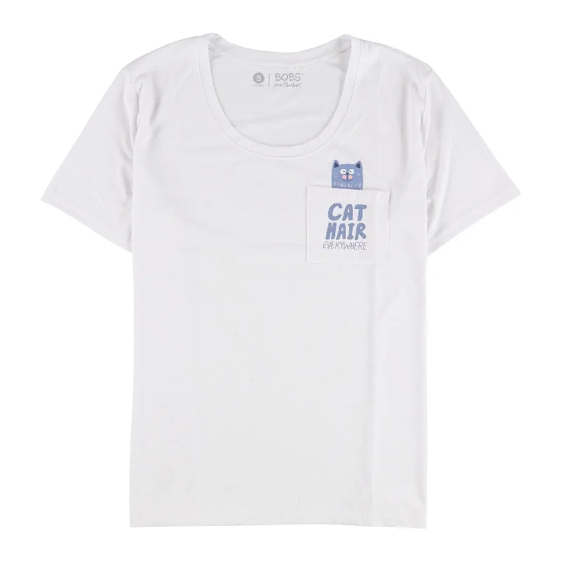 Camping T-ShirtsSkechers Womens CAT HAIR EVERYWHERE Basic T-Shirt, White, Small