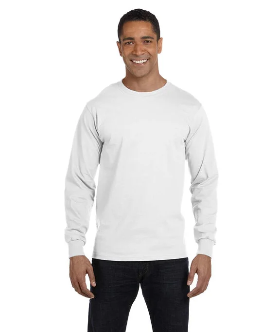 Colorblock Hoodies5286 - Hanes ComfortSoft® Long-Sleeve T-Shirt | White