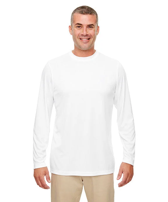 Linen Blend Sweatshirts8622 - UltraClub Mens Cool & Dry Performance Long-Sleeve Top | White