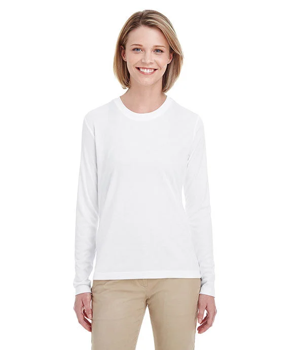 Skateboard Sweatshirts8622W - UltraClub Ladies Cool & Dry Performance Long-Sleeve Top | White