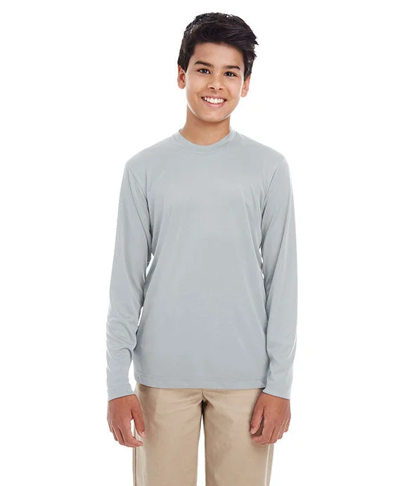 Camping Hoodies8622Y - UltraClub Youth Cool & Dry Performance Long-Sleeve Top | Grey