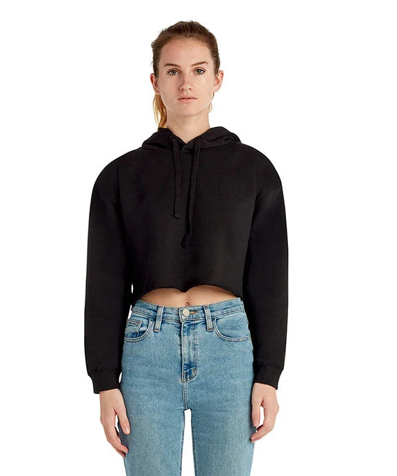 Linen Blend SweatshirtsLS12000 - Lane Seven Ladies Cropped Fleece Hoodie | Black