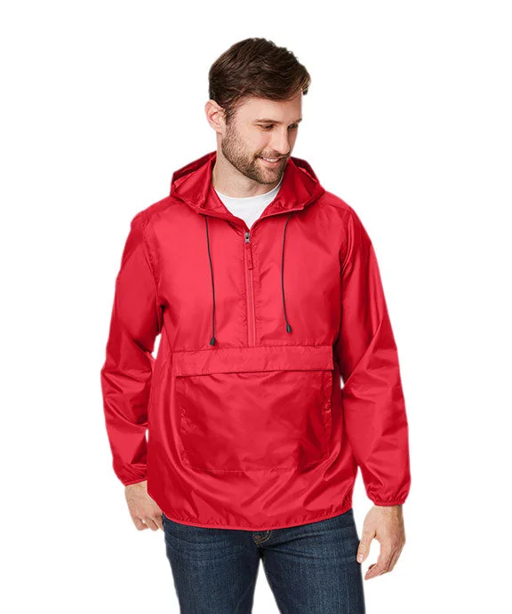 Mesh-Lined HoodiesTT77 - Team 365 Adult Zone Protect Packable Anorak Jacket | Sport Red