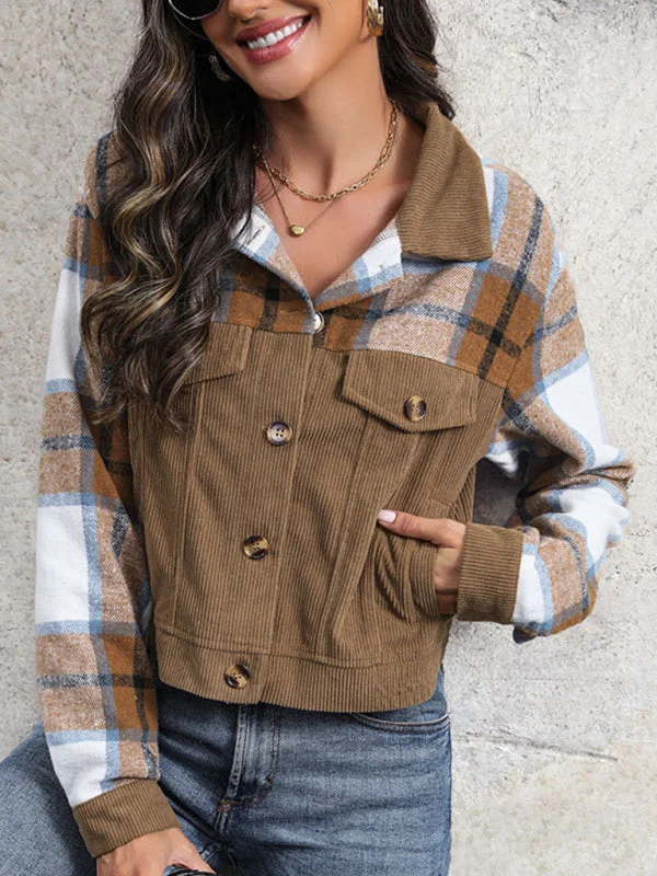 women's vintage lapel patchwork cardigan jacket