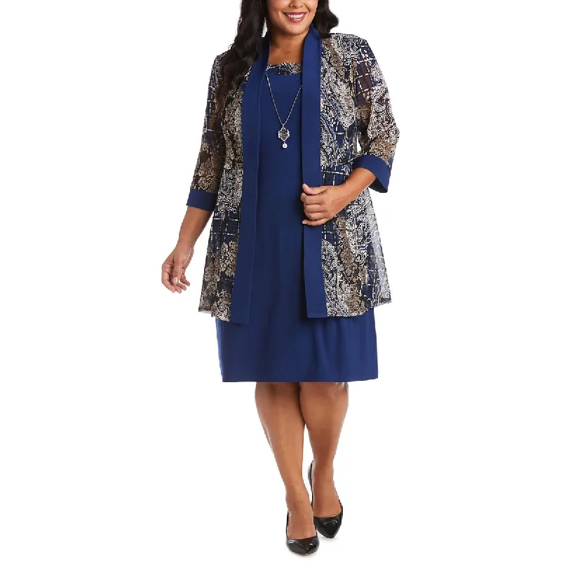 Plus Womens Printed Cardigan Open-Front Blazer