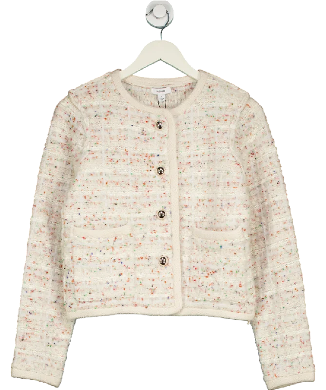 REISS Pink Felicity Tweed Cardigan UK S