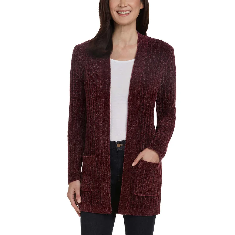 Matty M Women's Open Front Mid Length Soft Knit Chenille Cardigan