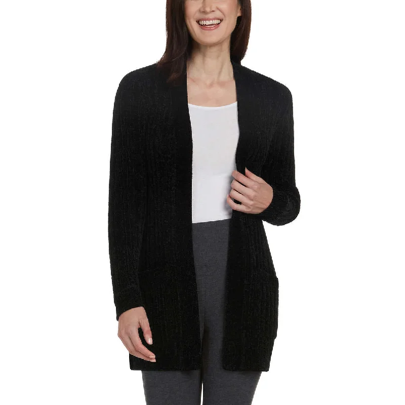 Matty M Women's Open Front Mid Length Soft Knit Chenille Cardigan