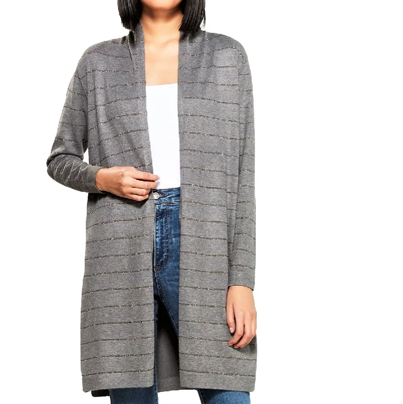 VILA MILANO Cotton Open Front Lurex Cardigan