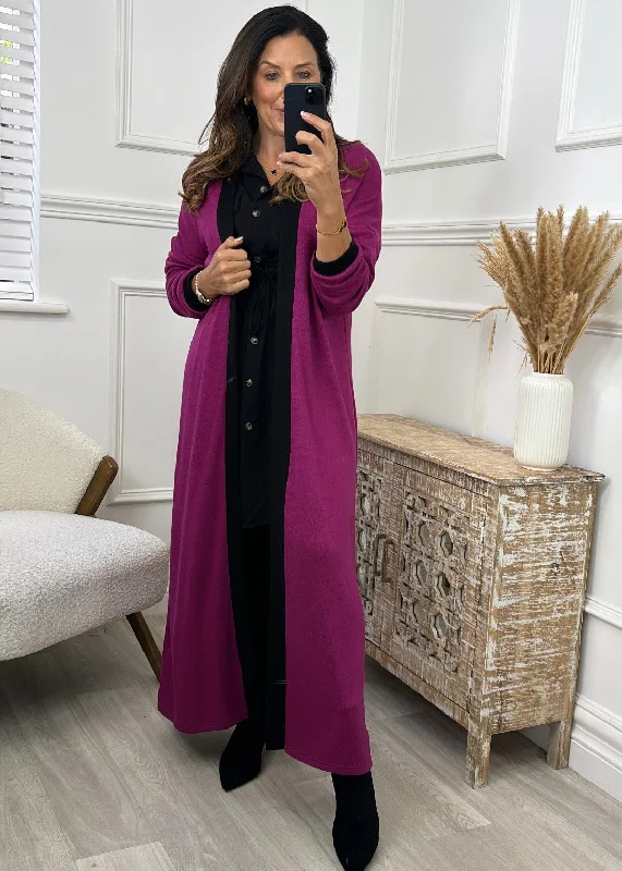 Avah Magenta Contrast Trim Cardigan