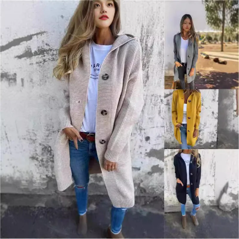 Mid-length Sweater Cardigan Women's Clothes Light Gray