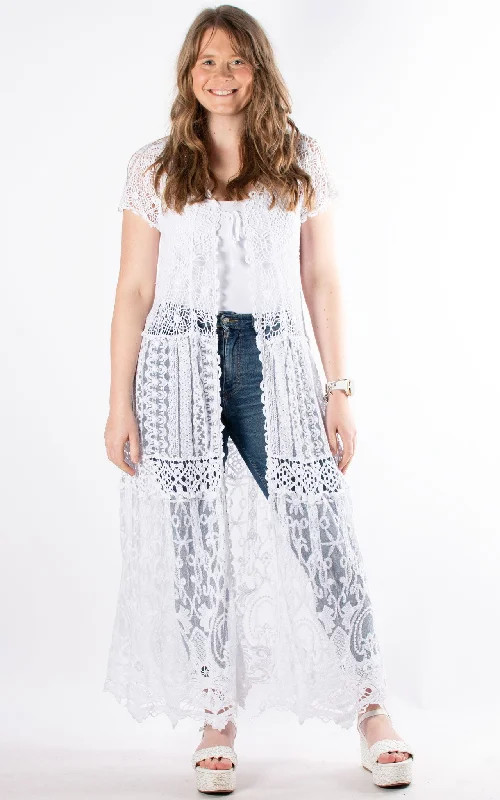 Vera Lace Cardigan | Long | White