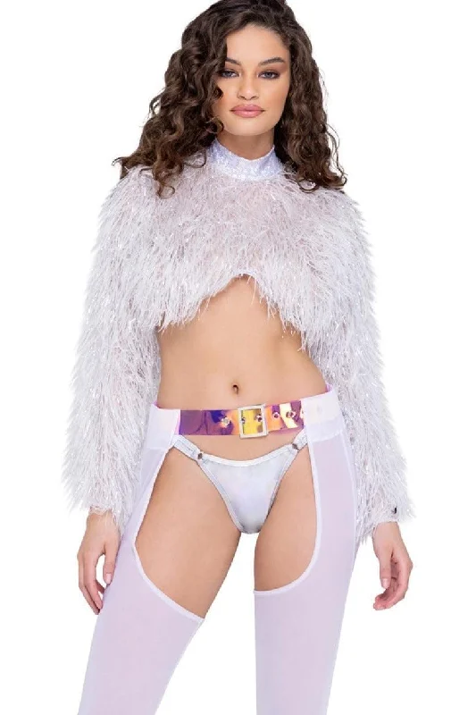 Long Sleeved Faux Fur Cropped TopCroptoplegend