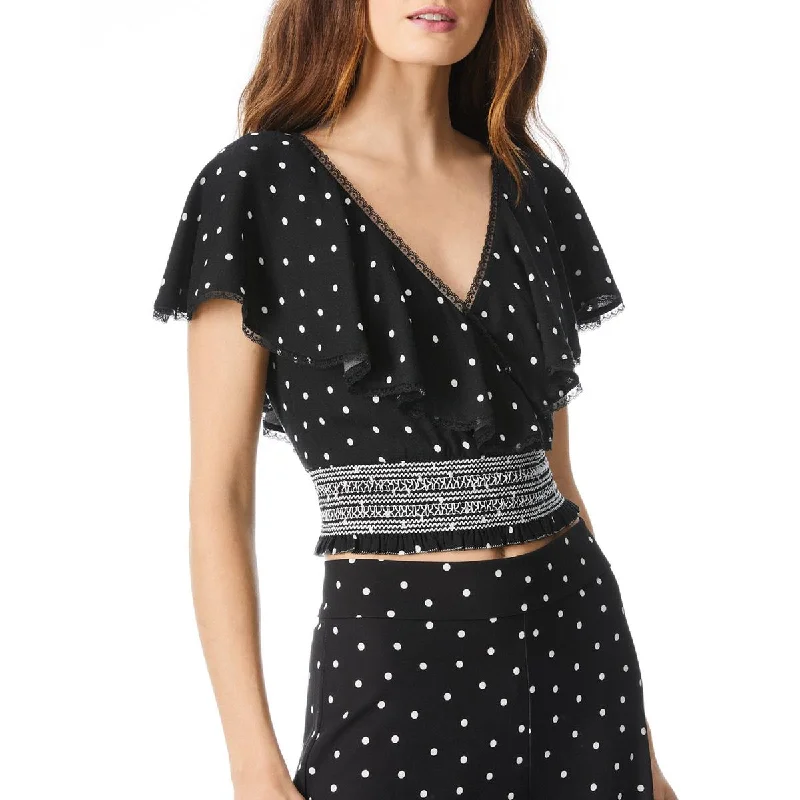 Alice and Olivia Womens Ruffled Polka Dot Crop TopCroptopvibe