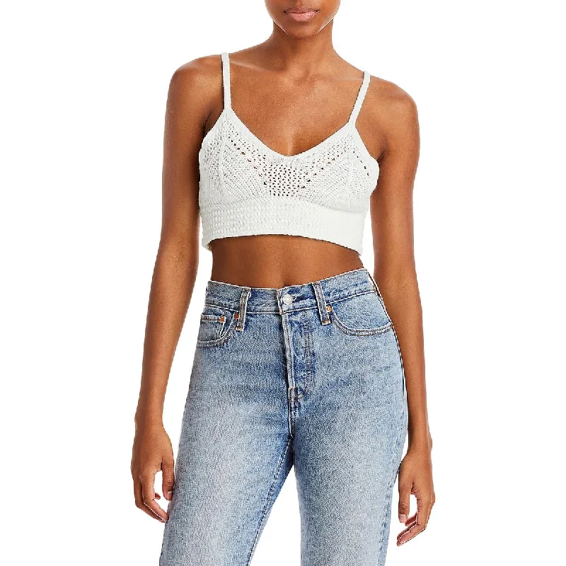 Aqua Womens V Neck Short CroppedCroptopsleeve