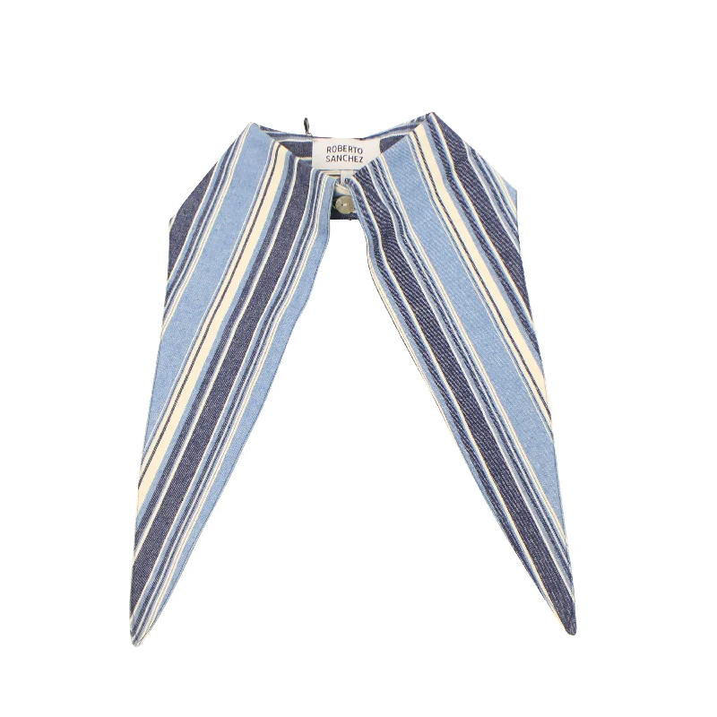 ROBERTO SANCHEZ BLUE STRIPE OLGA CROP TOP X POINTY NECK TIECroptopstretch