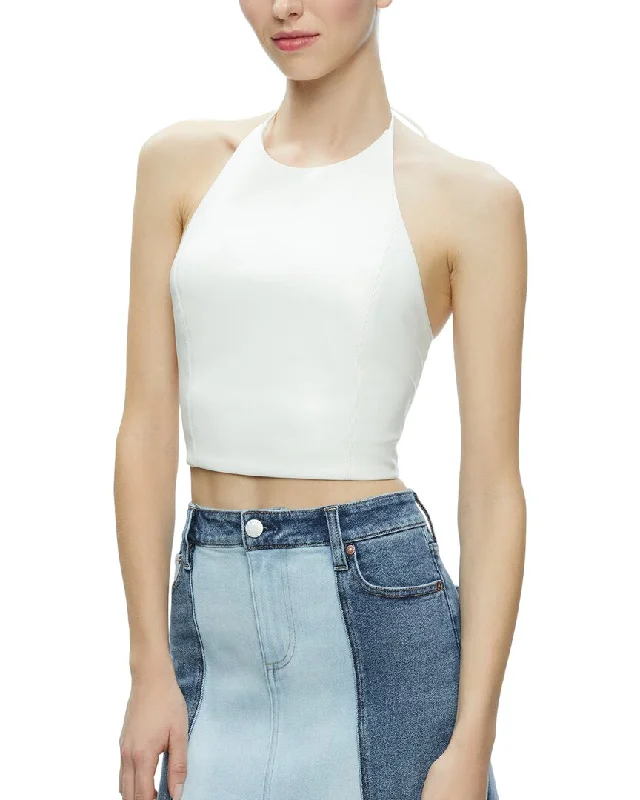 Alice + Olivia Jaymee Tie Crop Halter TopCroptopsilk