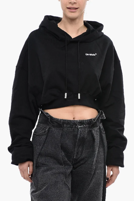 Off-White Brushed Cotton Cropped FOR ALL Hoodie Xxs Standard sizeCroptopicon