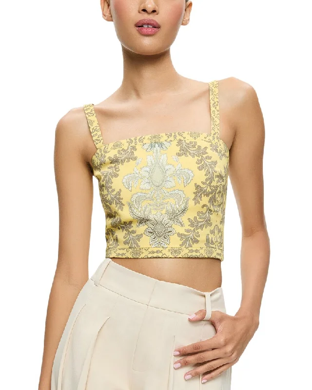 Alice + Olivia Sasha Lace Up Cropped TopCroptopidentity