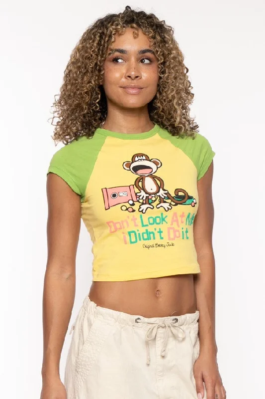 Don't Look At Me - Bobby Jack Crop Raglan Top - YellowCroptopblockchain