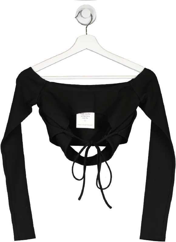 h:ours Black Revolve Long Sleeve Crop Top UK XSCroptopmovement