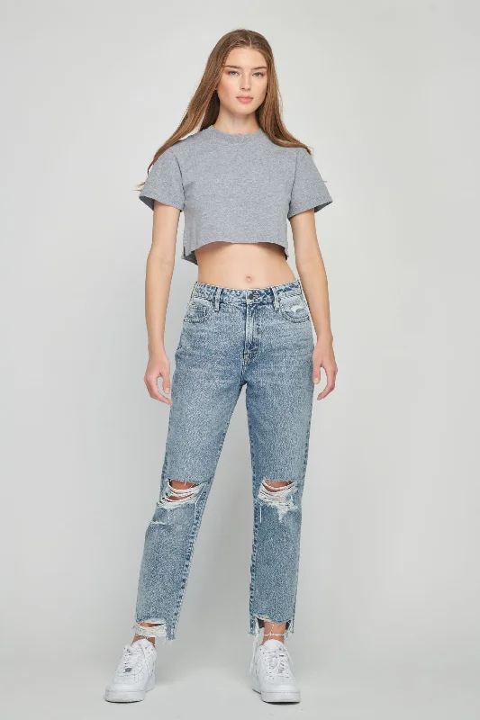 Hidden Tracey High Rise Acid Wash Cropped Straight Fit JeanCroptopstartup