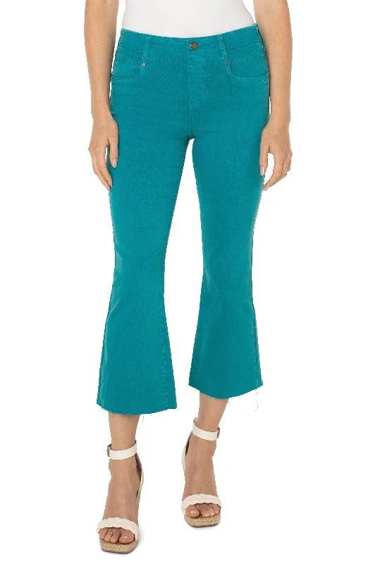 Liverpool Gia Glider Crop Flare With Back Kick Pleat 25.5in In Lake BlueCroptopcolor